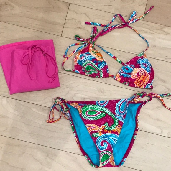 Ralph Lauren string bikini and matching wrap - Picture 1 of 6